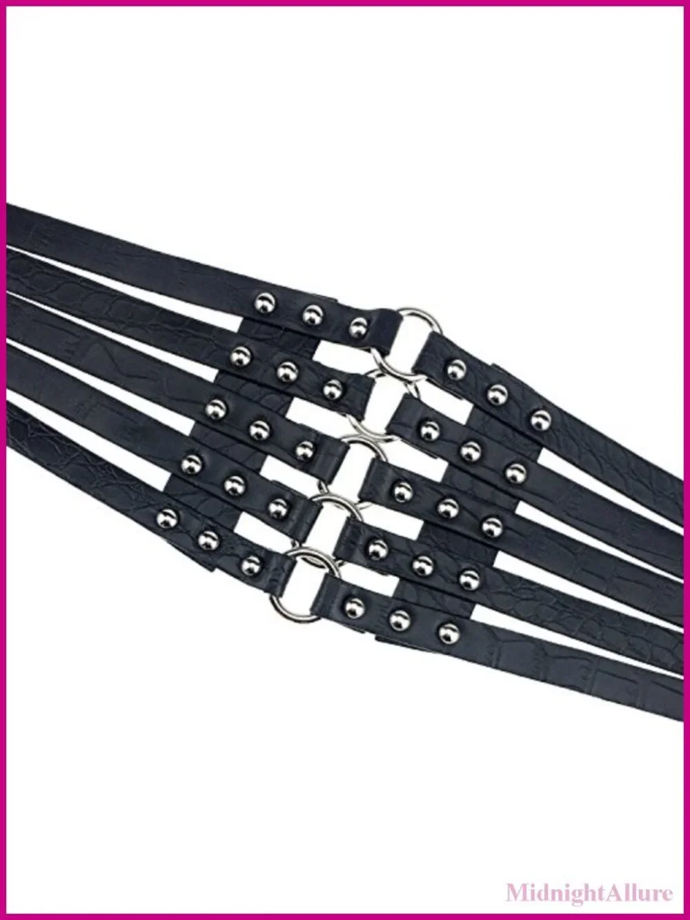 Women's PU Leather Wide Waist Belt Hollow Out Rivets Stretch Cinch